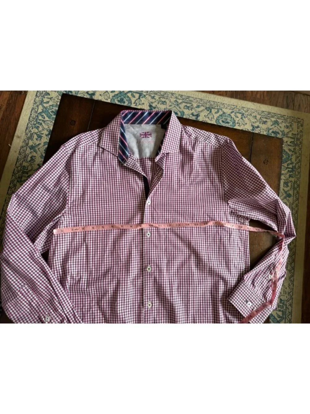 Michelsons London Purple Gingham Check Pattern Dress Shirt Long Sleeve Medium - Picture 4 of 7